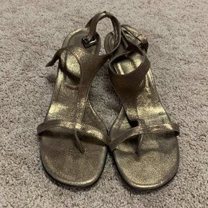 Vaneli Gold Strapped Kitten Heels